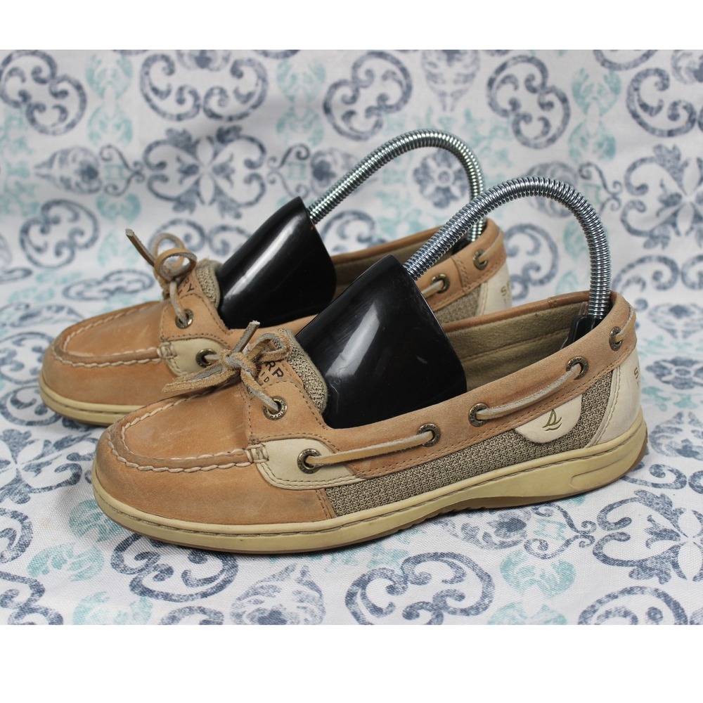 Sperry Top-Sider Angelfish Women 6.5M Tan‎ Beige Leather Boat Shoes 9102047